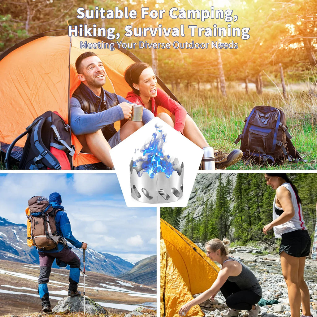 Mini Alcohol Camping Stove | Aluminum + Stainless Windshield Alcohol Camping Stove Qme