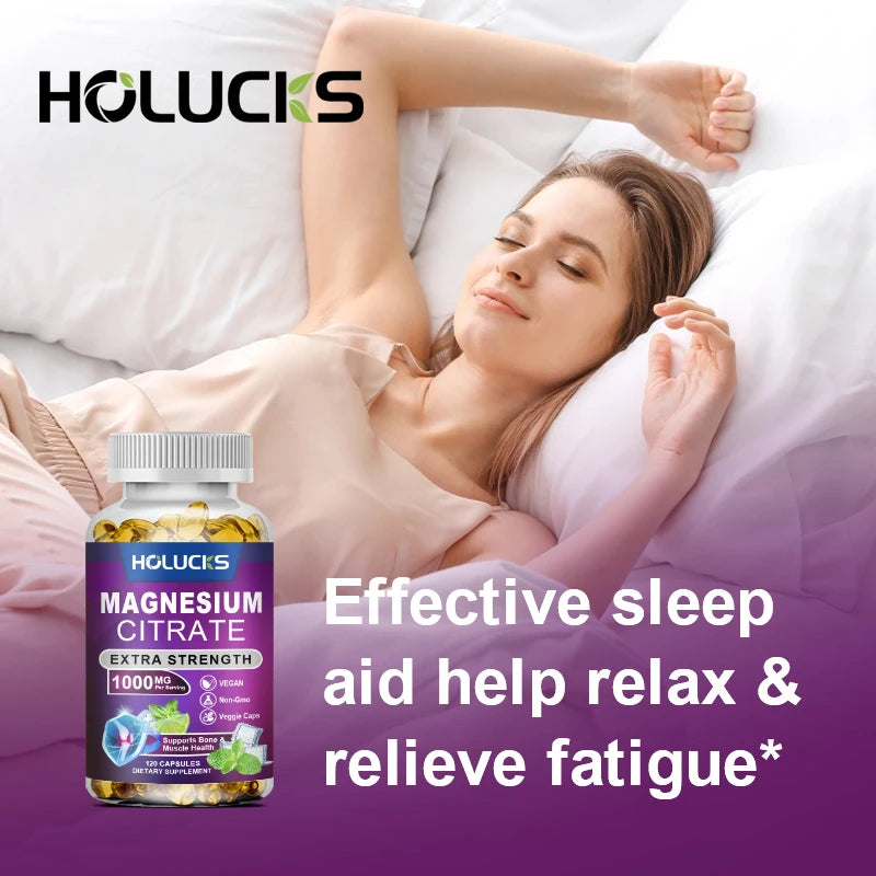 HOLUCKS Magnesium Citrate 1000mg – Relaxation & Daily Wellness Mineral Supplement Qst