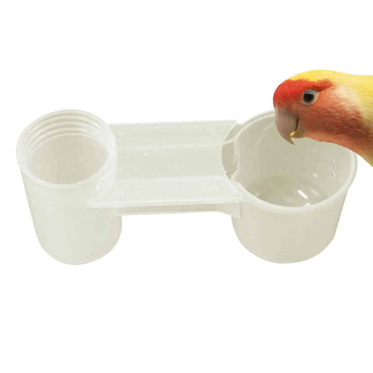 Double-Port Bird Waterer Drinker Feeder Clip for Parrots Bird Waterer Feeder Qme