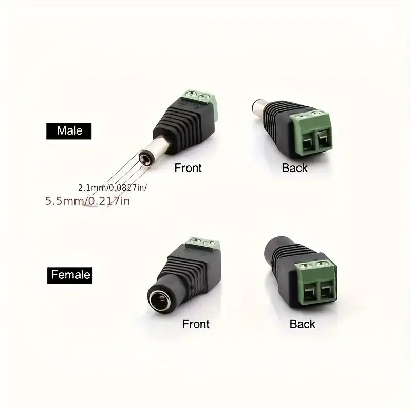 DC 12V Male Female Power Plug Connectors for CCTV & LED 100pk DC Power Connector Qme