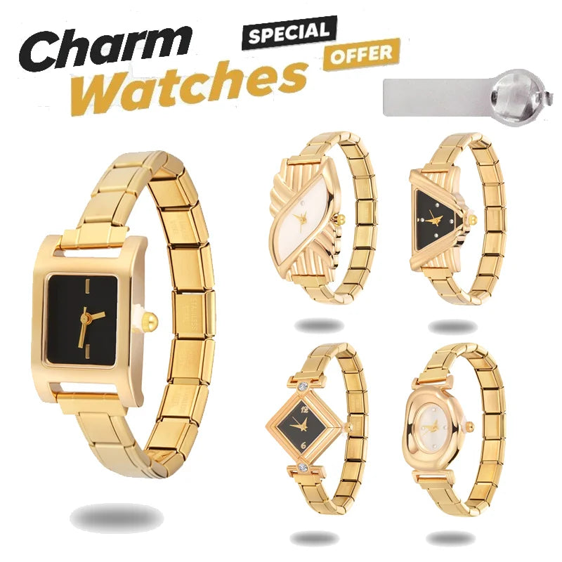 Women's Stainless Steel Square Triangle DIY Watch Bracelet DIY Watch Bracelet Qme