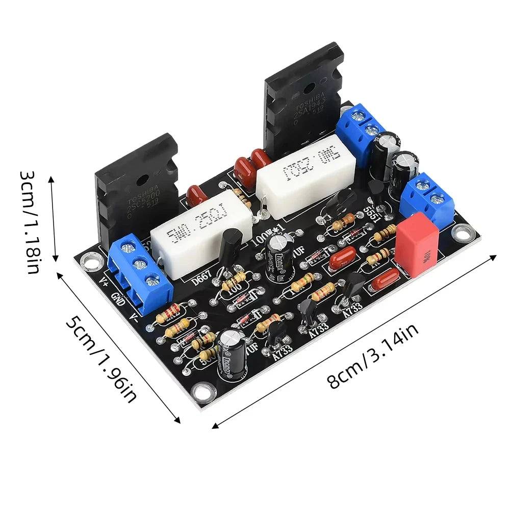 100W Mono HiFi Audio Amplifier Board 2SC5200+2SA1943 DC 35V Audio Amplifier Board Qme