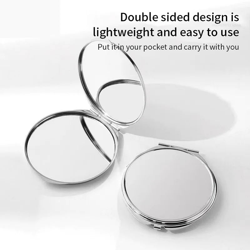 Portable Stainless Steel Pocket Makeup Mirror – Foldable 6.5cm Pocket Makeup Mirror Qme