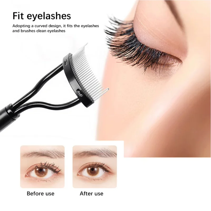 Metal Eyelash Curler & Foldable Lash Separator Brush Comb Eyelash Curler Comb Qme