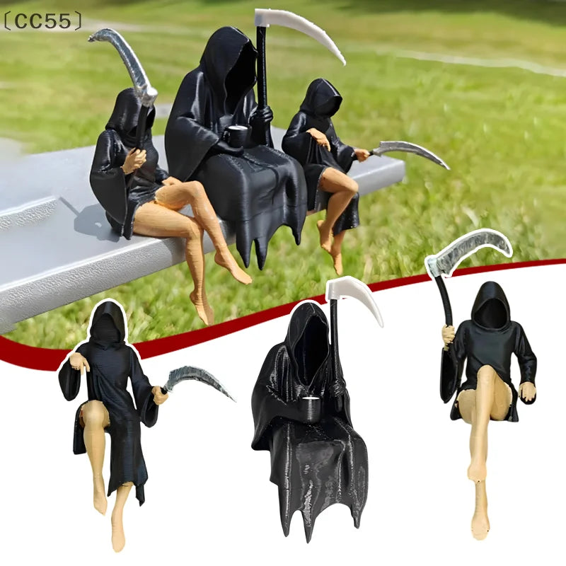 Gothic Grim Reaper Sisters 3D Printed Sculpture Spooky Statue Gothic Resin Sculpture Qst