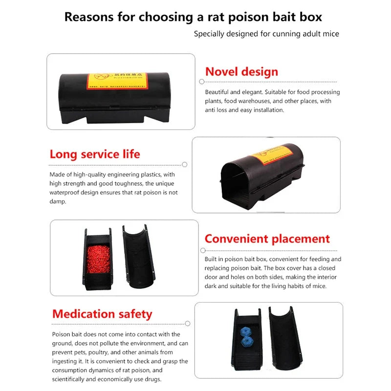 Weather-Resistant Rodent Bait Station Box – Rat & Mice Control Rodent Bait Station Qme