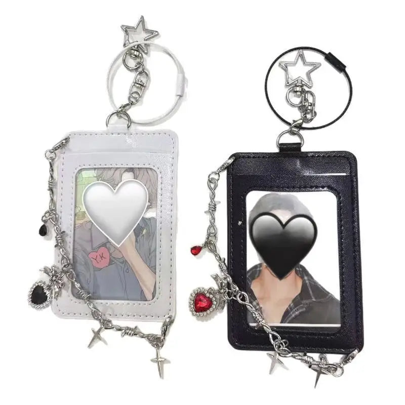 Kpop Photocard Holder PU Leather Card Cover with Key Ring Photocard Card Holder Qme