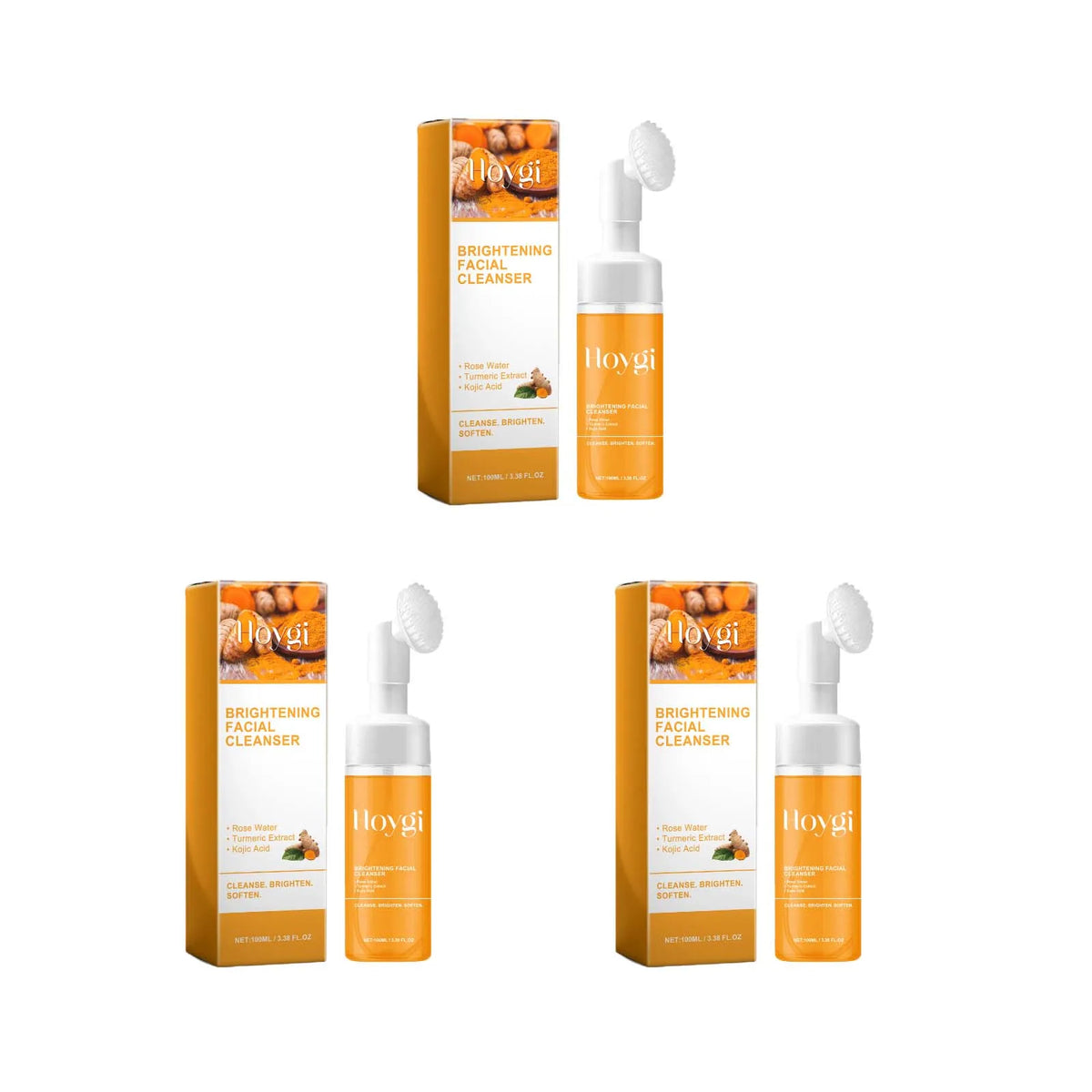 Turmeric & Kojic Acid Deep Cleansing Foam | Brightening Cleanser Facial Cleanser Qme 3Pcs 100ml Boxed