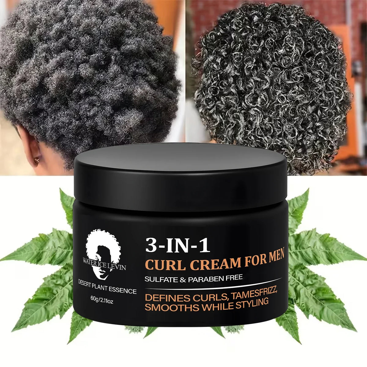 Men's 3-in-1 Curl Cream | Sulfate & Paraben Free Styling Curl Styling Cream Qme