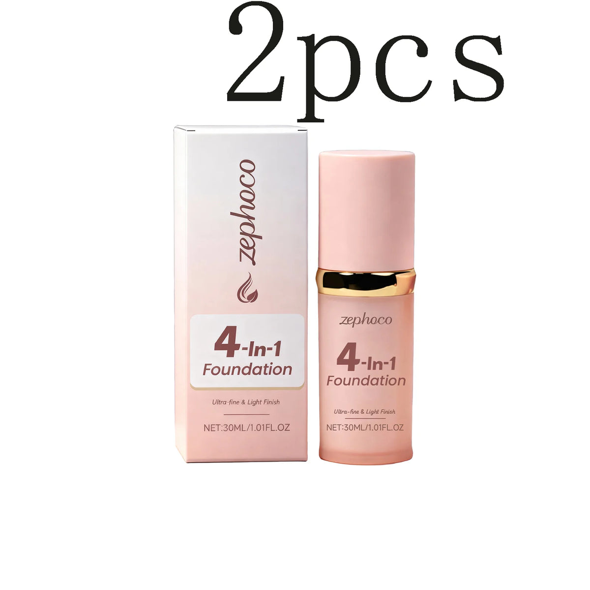 Zephoco 4-in-1 Hydrating Liquid Foundation – Matte Finish Liquid Foundation Qst 2pcs