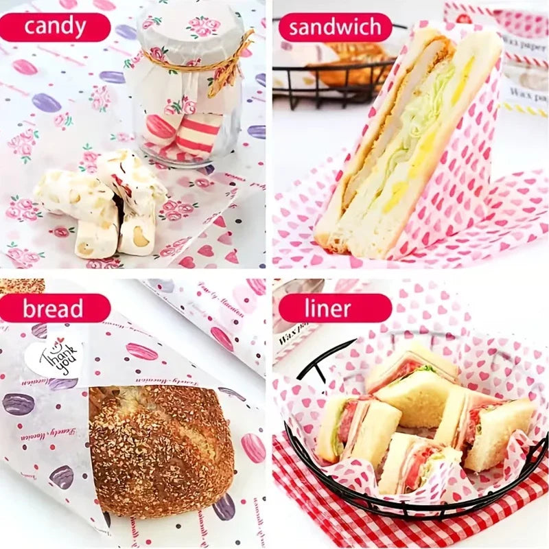 50-Pack Non-Stick Food Grade Wax Paper Sheets for Baking & Wrapping Baking Wax Paper Qme