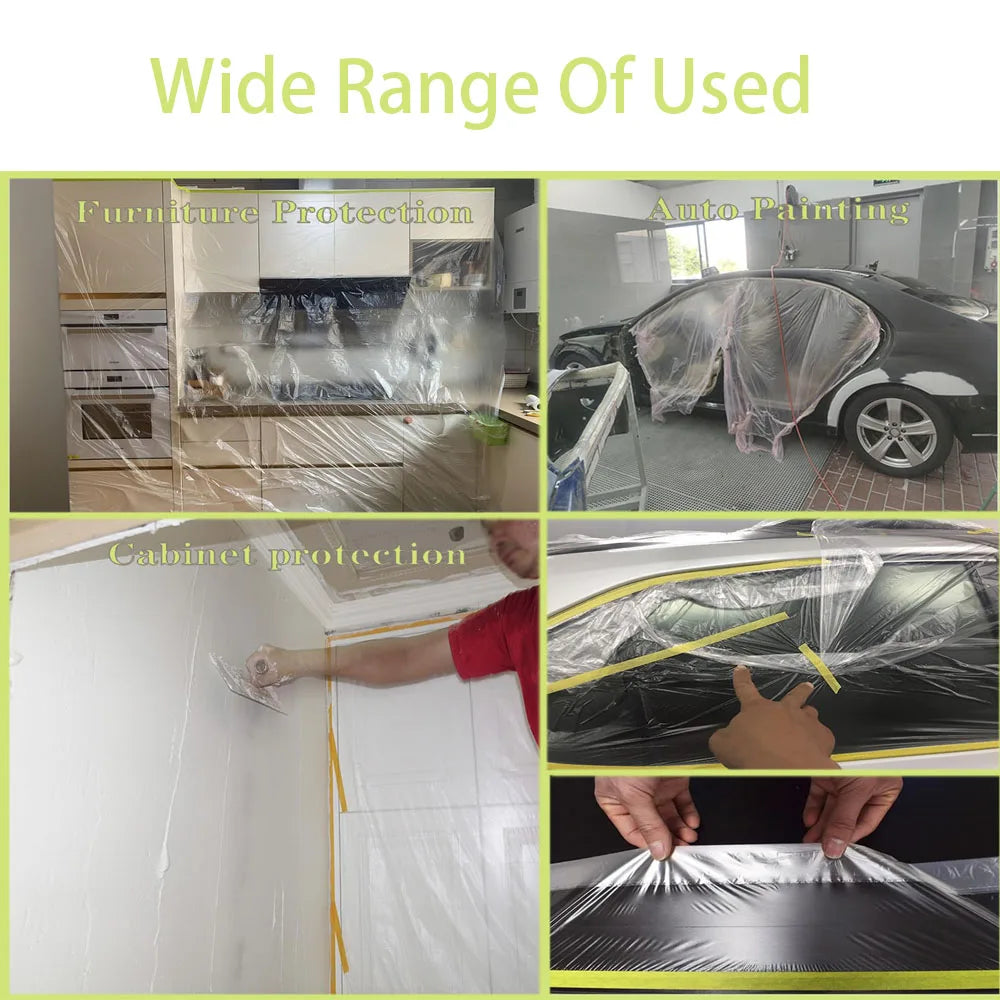 Pre-Taped Masking Film Drop Cloth Plastic Cover Sheets Masking Film Drop Cloth Qme