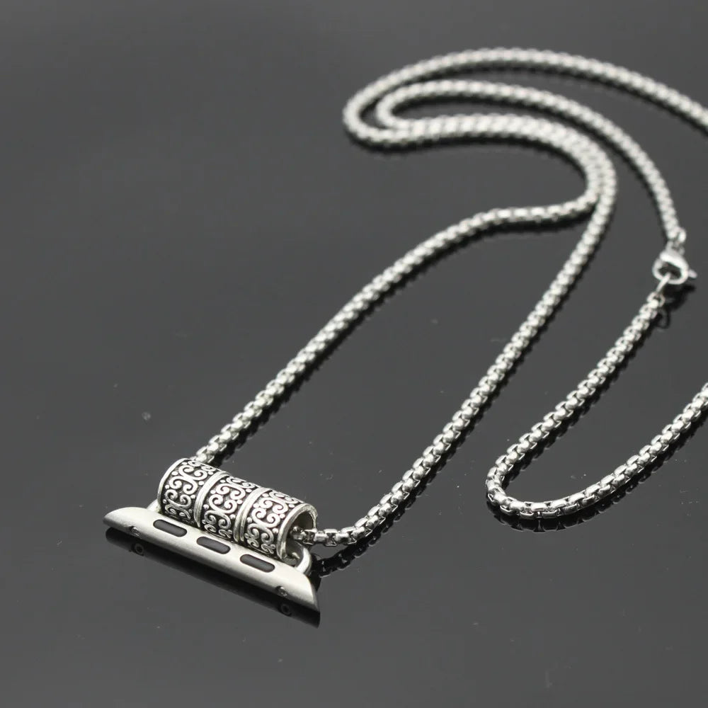 Retro Long Watch Necklace Chain Pendant – Stainless Steel Watch Necklace Pendant Qme Three Laps 38 40 41