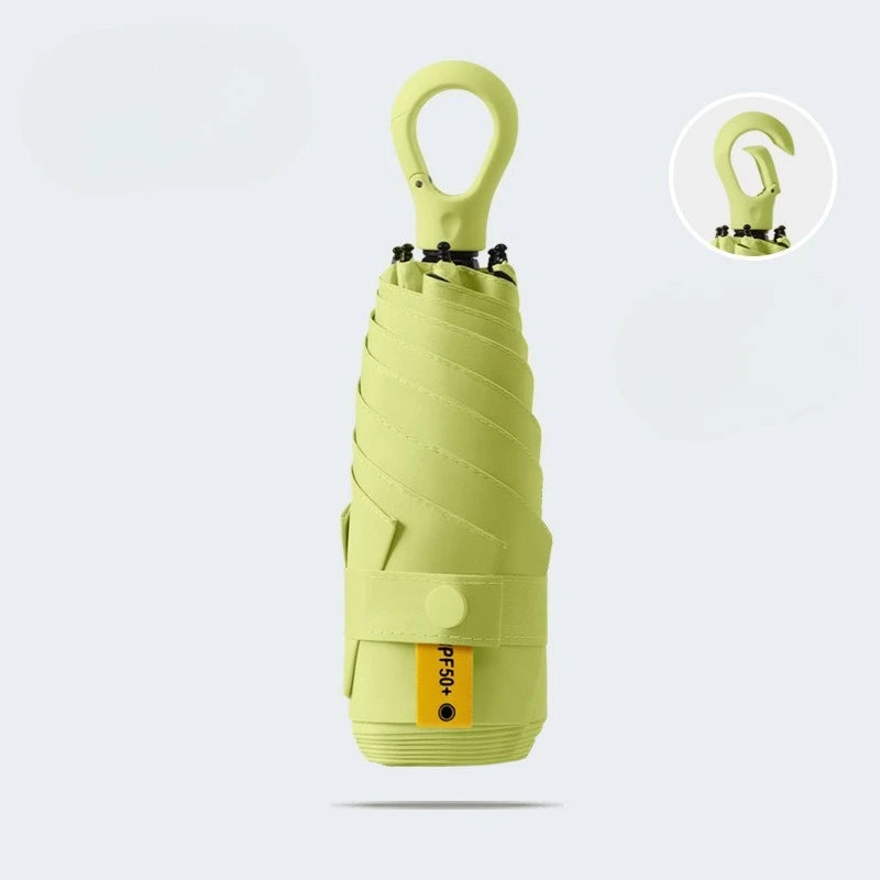 UV Protection Mini 5-Fold Ultralight Portable Umbrella Compact Travel Umbrella Qst Green 6K Iron