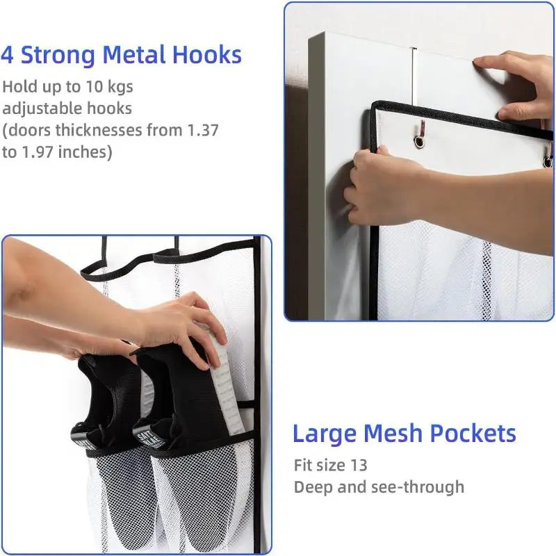 Hanging Shoe Organizer – 24 to 40 Large Mesh Pockets Hanging Shoe Organizer Qme