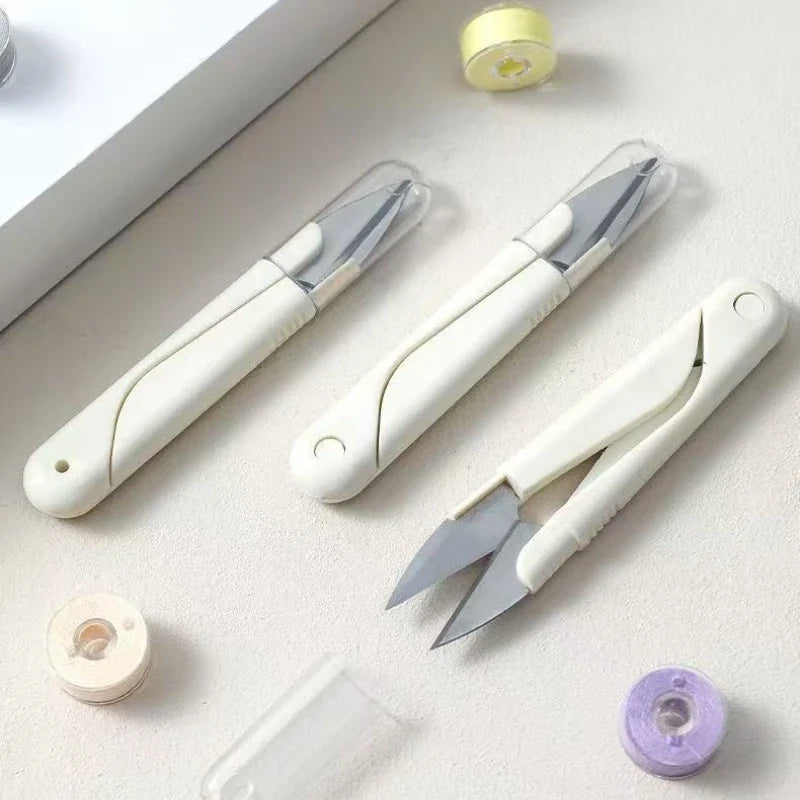 Small Stainless Steel Scissors with Lid for Sewing & Crafts Craft Scissors Qme
