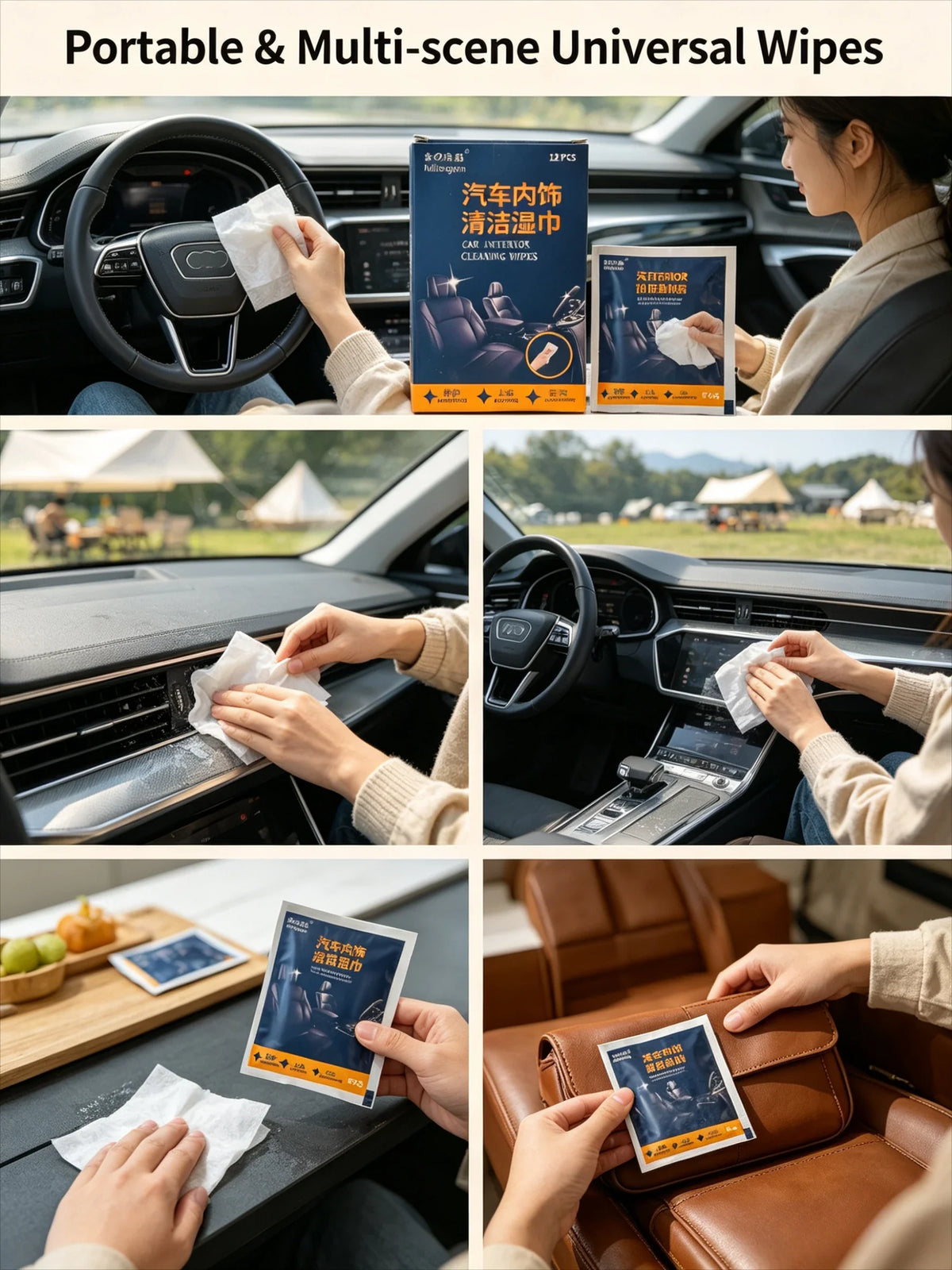 Car Interior Cleaning Wipes – Gentle Formula for Leather & Plastic Car Interior Wipes Qme