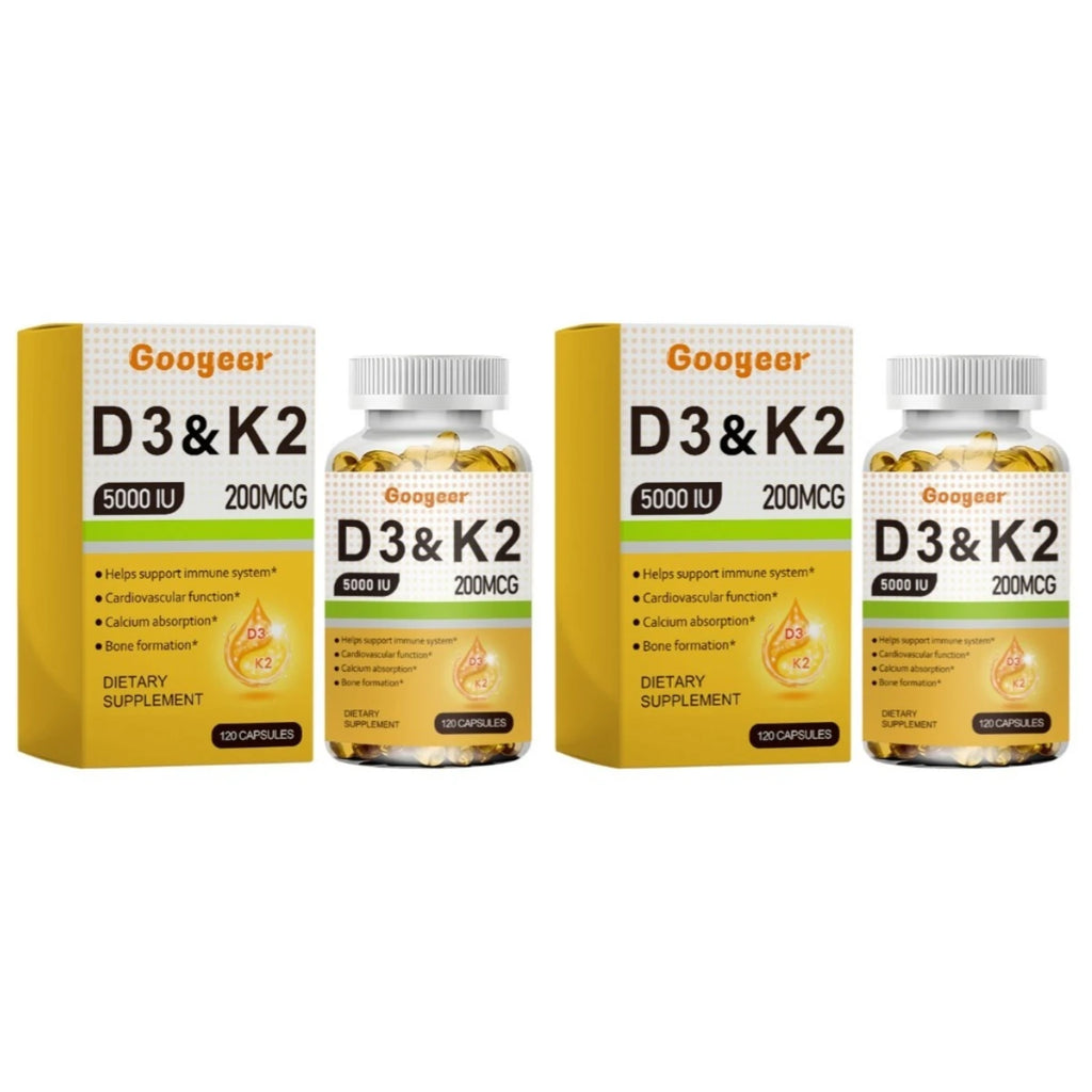 Vitamin D3 5000 IU + K2 200 mcg Capsules – 120 CT | Daily Wellness Vitamin Supplement Qst 240 Count(Pack of 2)