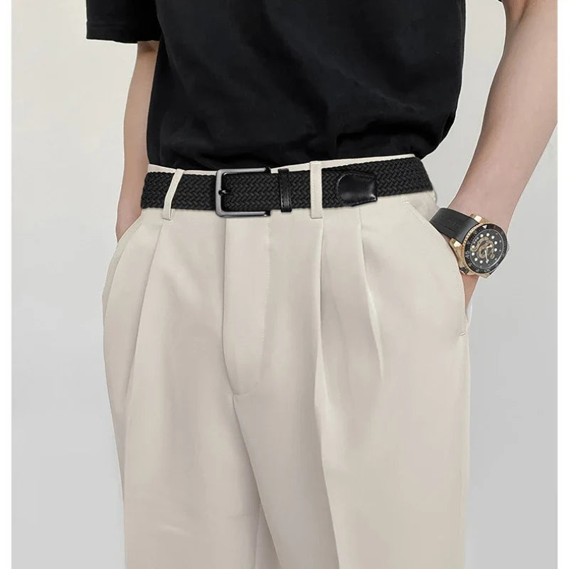 Men's Stretch Woven Golf Belt – Adjustable Pin Buckle Stretch Woven Belt Qme