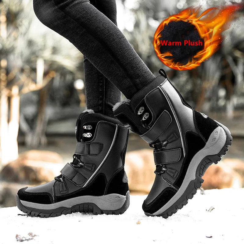 Women's Waterproof Mid-Calf Snow Boots – Warm Plush Lace-Up Women's Snow Boots Qst