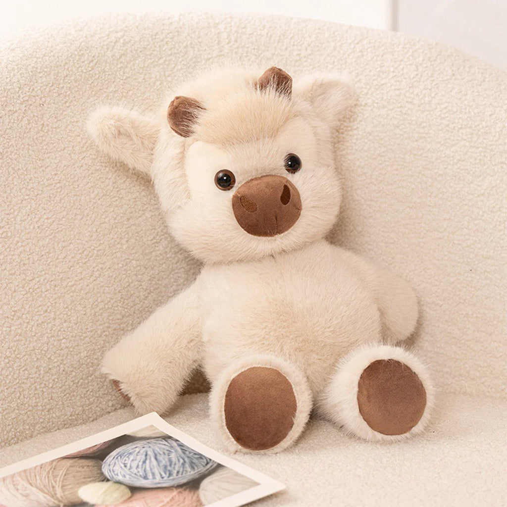 Highland Cattle Plush Toy – Kawaii Stuffed Cow 17" Soft Stuffed Animal Plush Qme
