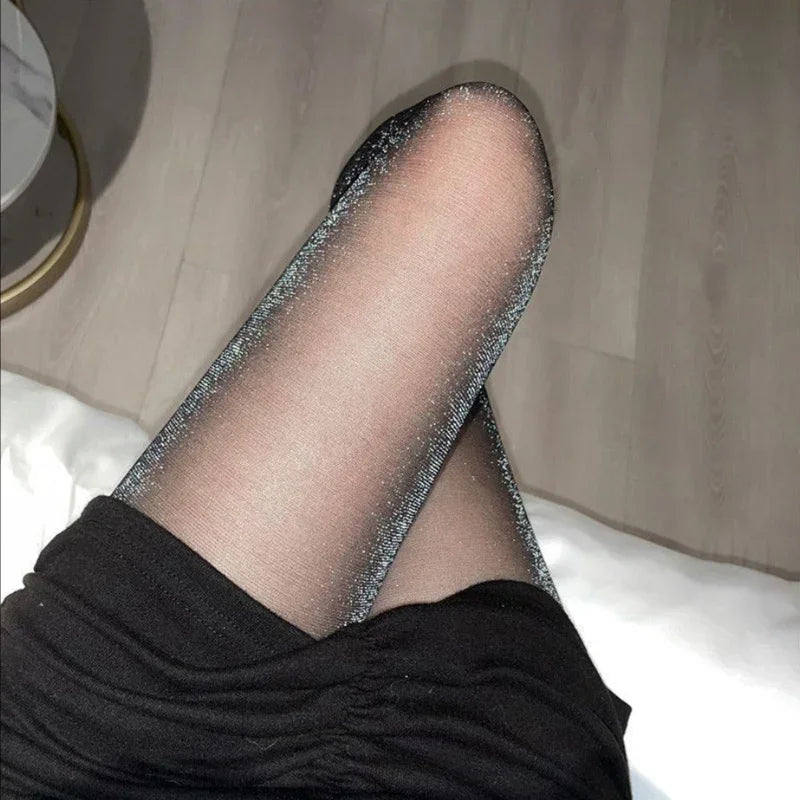 Shiny Transparent Pantyhose Tights for Women | Silk Look Shiny Pantyhose Tights Qme