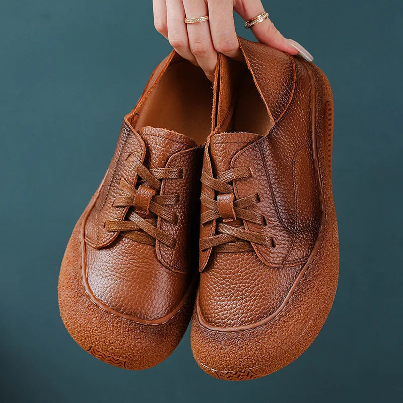 Women's Vintage Genuine Leather Platform Oxford Shoes Women's Oxford Flats Qst 78K brown 41 CN