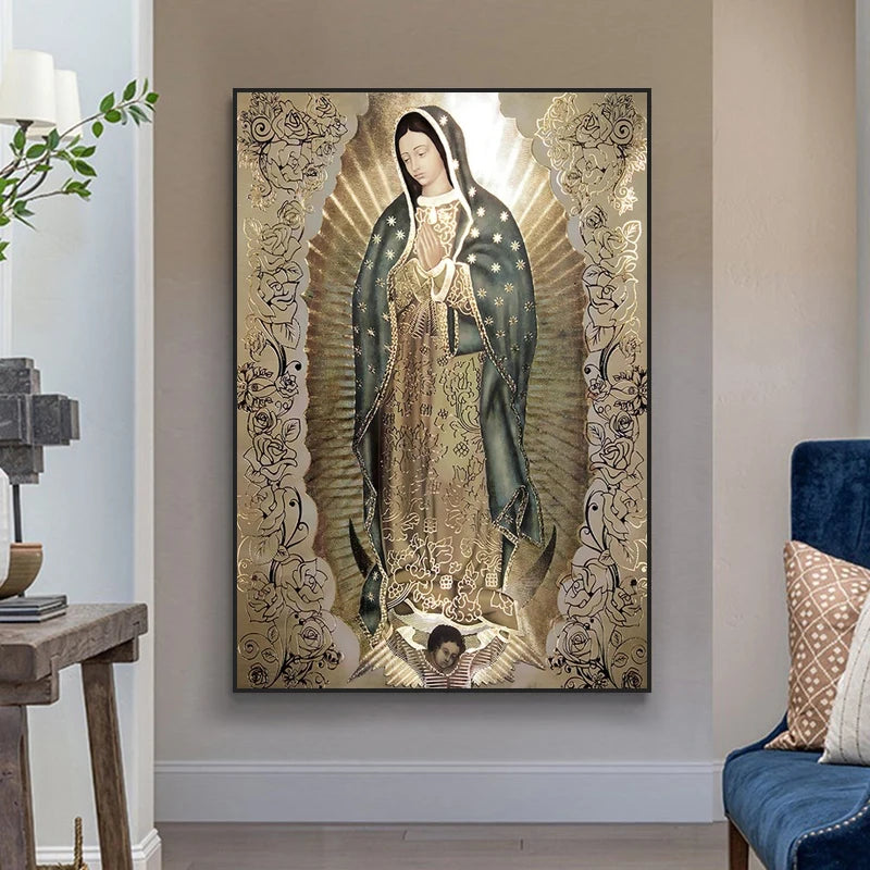 Virgin of Guadalupe Canvas Wall Art – Catholic Home Decor Religious Canvas Print Qst