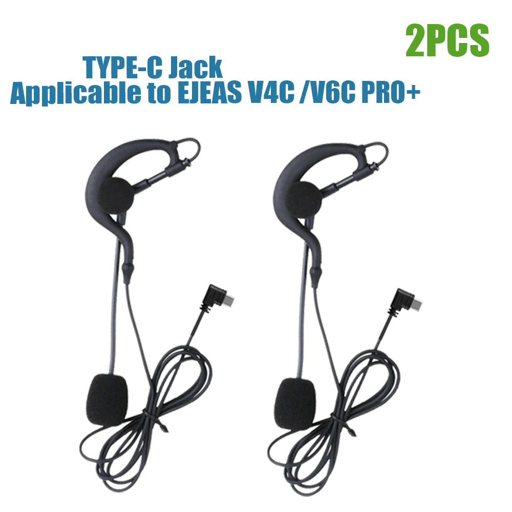 EJEAS V6C V4C Plus Referee Earhook Headset – Type-C Full Duplex Referee Intercom Headset Qst 2PCS
