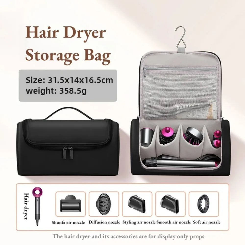 Waterproof Hair Dryer Travel Case with Hideable Hook | Large Hair Tool Travel Bag Qme