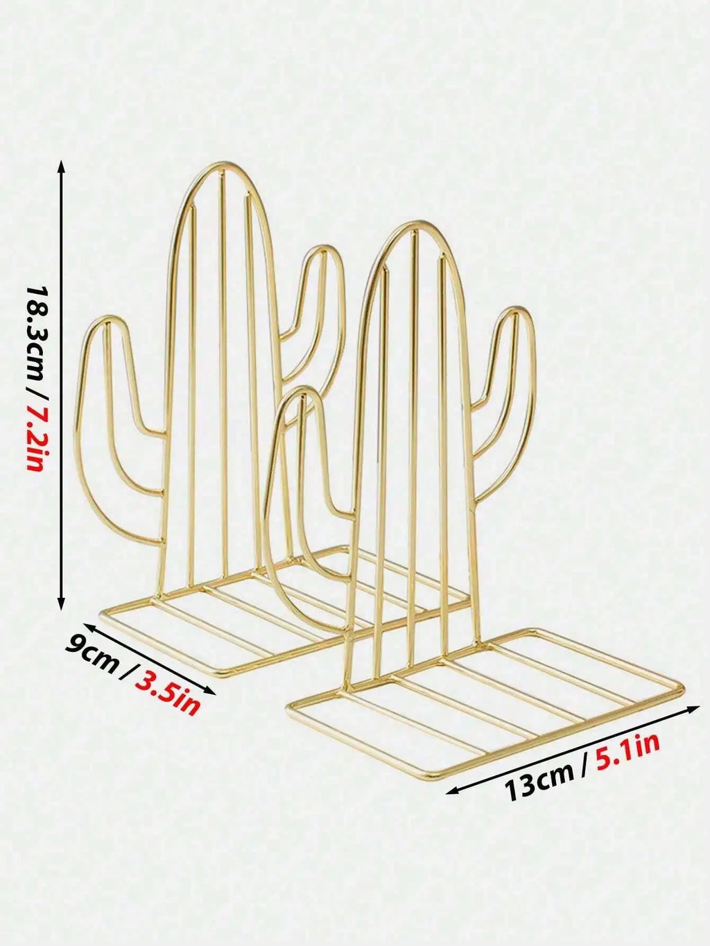 Nordic Cactus Iron Bookends – Cute Desk Book Organizer Set Decorative Bookends Qme