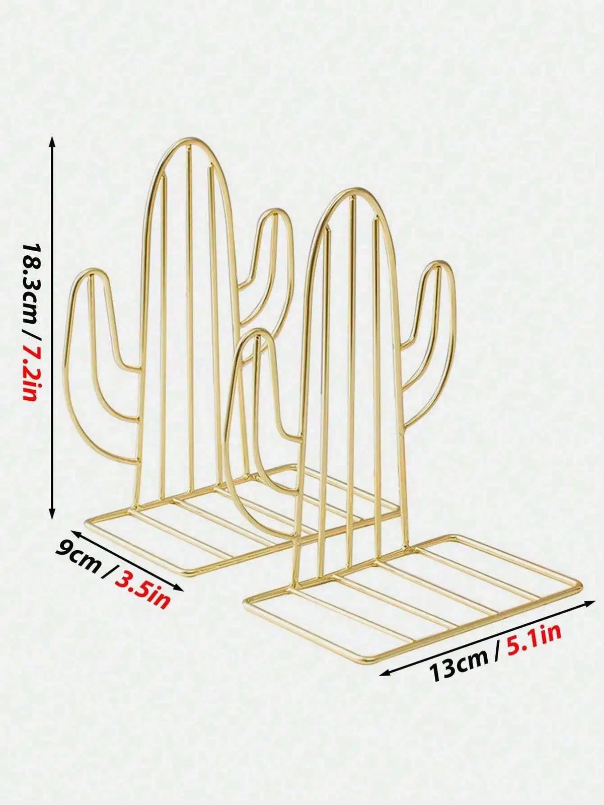 Nordic Cactus Iron Bookends – Cute Desk Book Organizer Set Decorative Bookends Qme