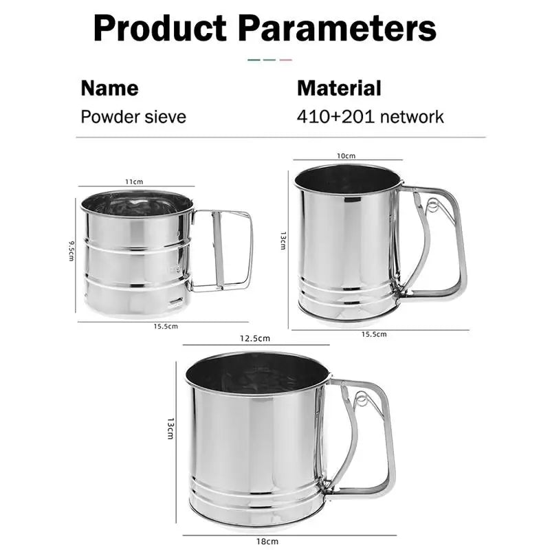 Stainless Steel Flour Sieve Cup & Powder Mesh Strainer Flour Sieve Strainer Qme
