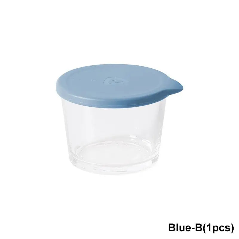 Glass Sauce Cups with Lids – Leak-Proof Seasoning Dip Dishes Sauce Dipping Dish Qme 260ML Blue