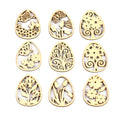 Hollow Flower Wooden Easter Egg Hangings – Mixed 20pcs 50x40mm Wooden Craft Ornaments Qme Mixed 20Pcs