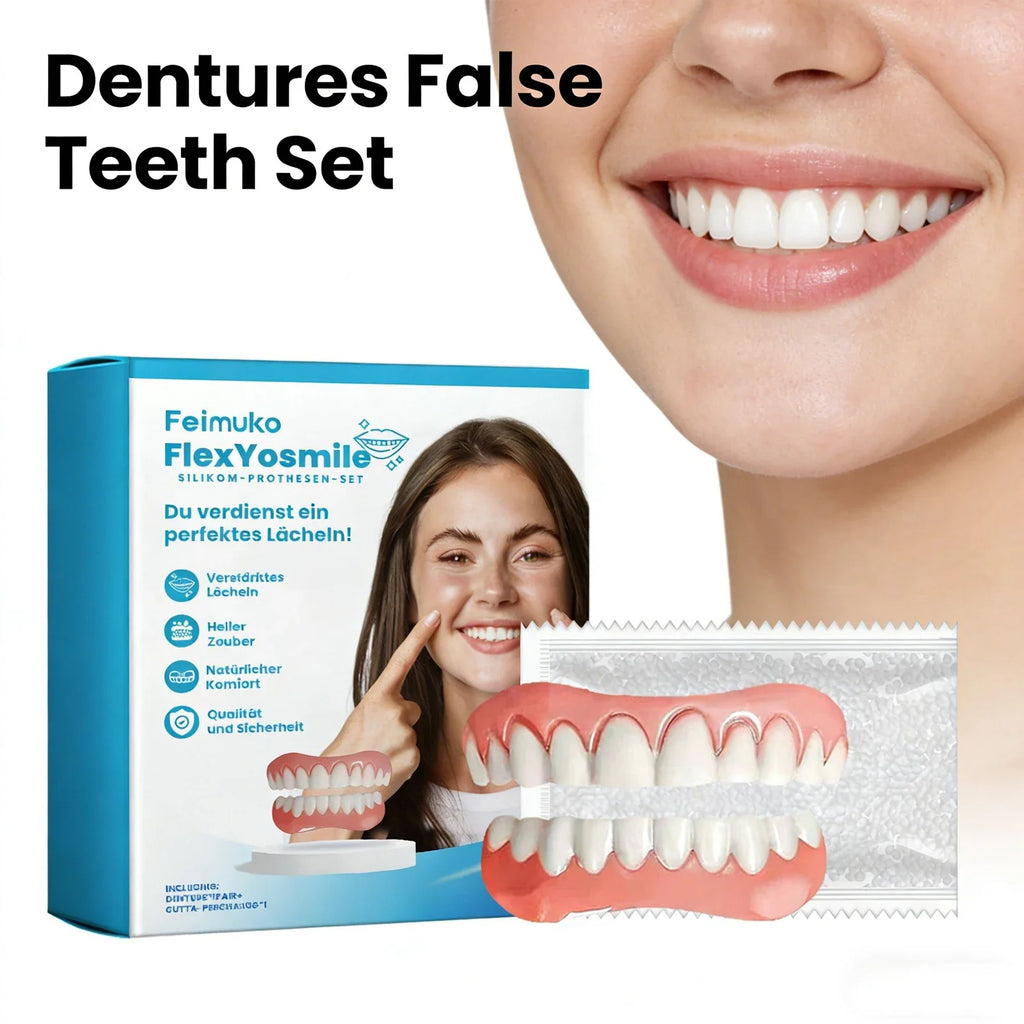 Silicone Full Dentures – Natural False Teeth with Gum Fit Silicone Dentures Qme