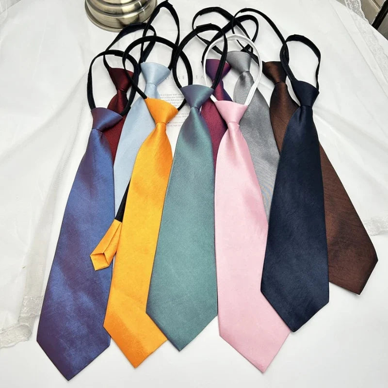 Solid Color Zipper Tie – Short Style Necktie | 11 Colors Zipper Necktie Qme