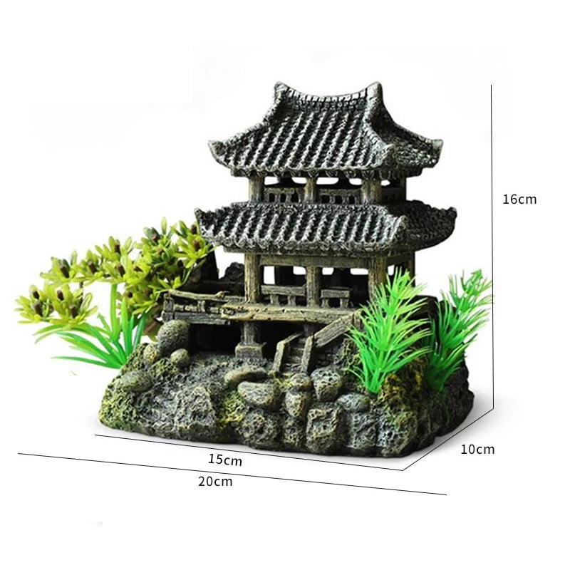 Resin House Aquarium Ornament – Fish Tank Landscape Decor Aquarium Ornament Qst B