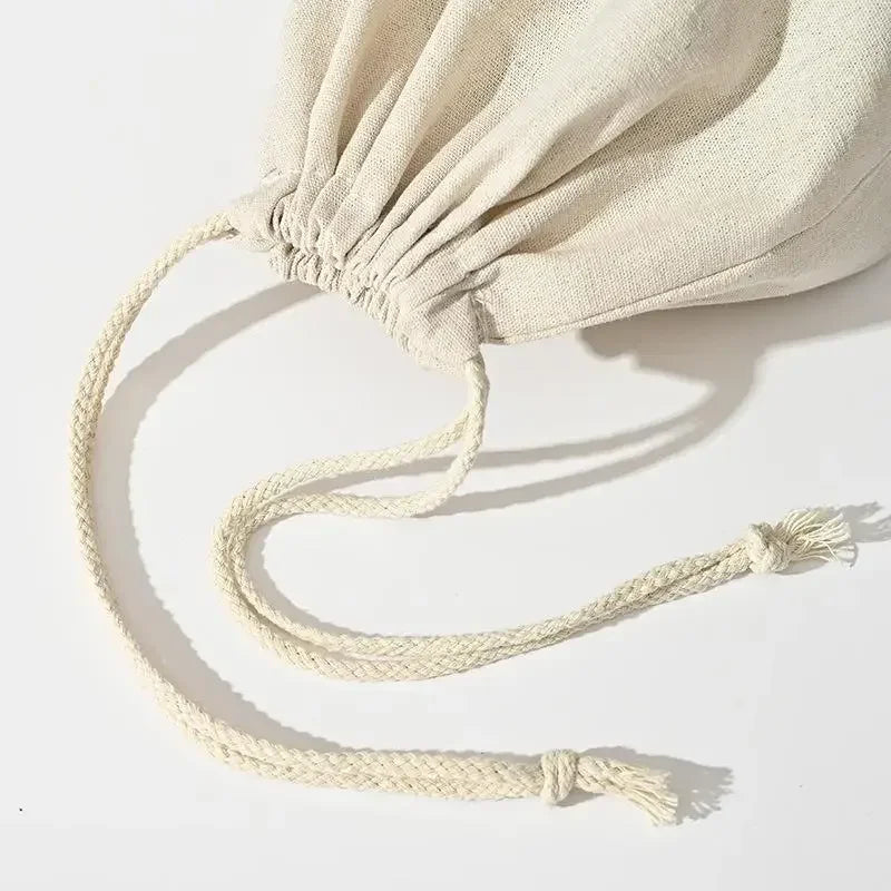 Reusable Linen Cotton Bread Bag Drawstring Baguette Storage Bread Storage Bag Qme