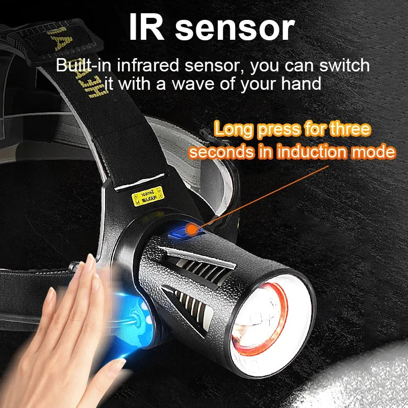 XHP360 LED Headlamp 2000LM Zoomable USB Rechargeable Waterproof LED Headlamp Qst