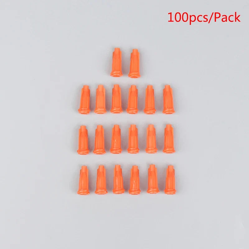 Plastic Syringe Tip Caps – 100 pcs Dispensing Needle Plugs Dispensing Needle Caps Qme Orange