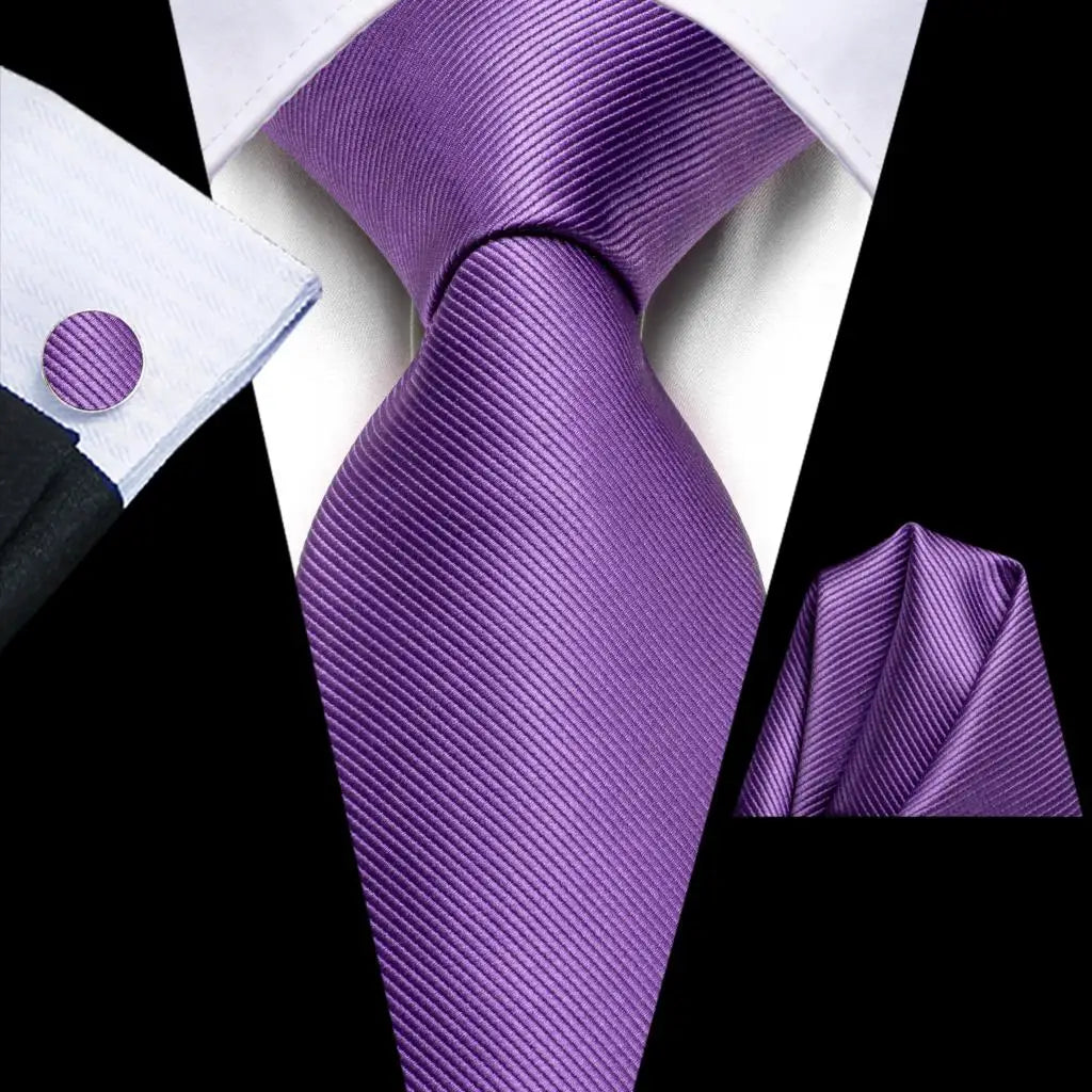 Hi-Tie Men's Silk Necktie Handkerchief & Cufflinks Set Silk Necktie Set Qme SN-3726
