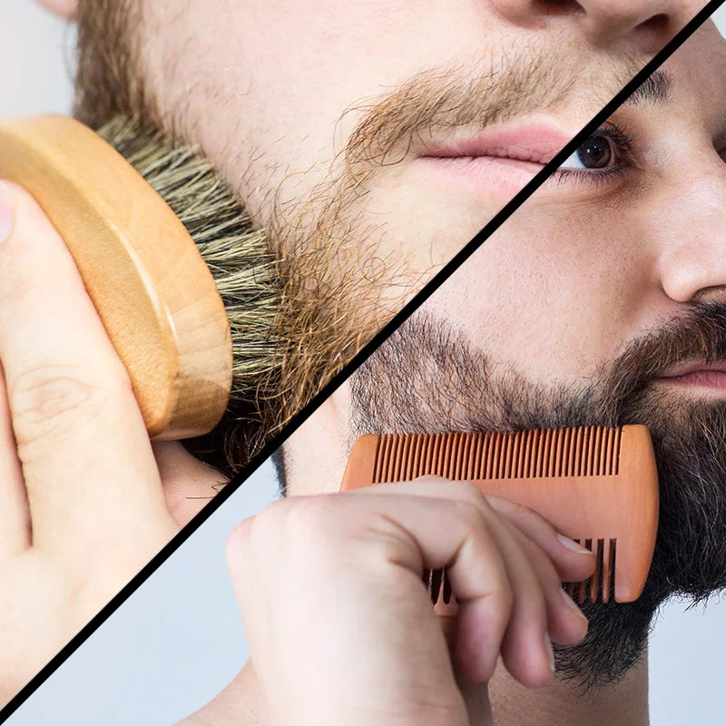 Men's Boar Bristle Shaving Brush – Portable Wood Handle Shaving Brush Qme