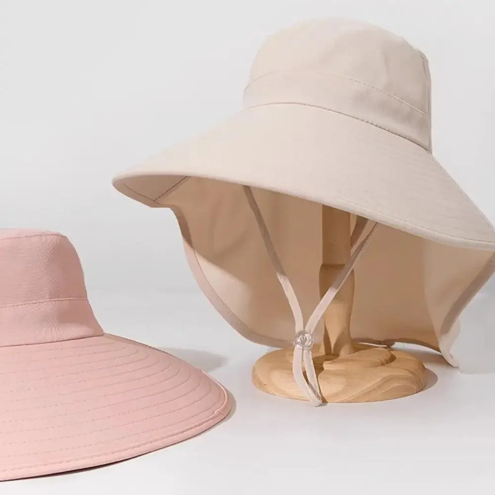 Women's Large Brim Sun Hat with UV Neck Flap – 5 Colors Wide Brim Sun Hat Qme