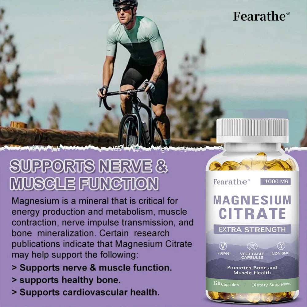 Magnesium Citrate 1000mg – High Absorption 120 Capsules Mineral Supplement Qst