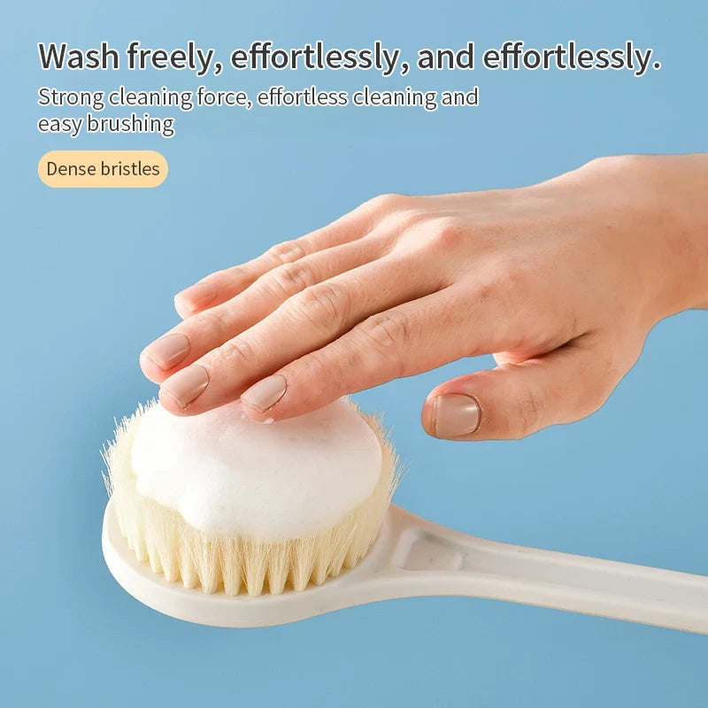 Long Handle Bath Brush – Soft Bristles & Massage Ball Bath Body Brush Qme
