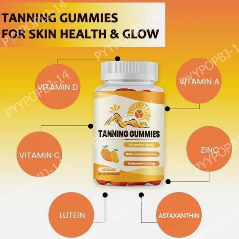 Tanning Gummies – Astaxanthin, Beta Carotene, Vitamins C D B3 Zinc Skin Beauty Gummies Qst