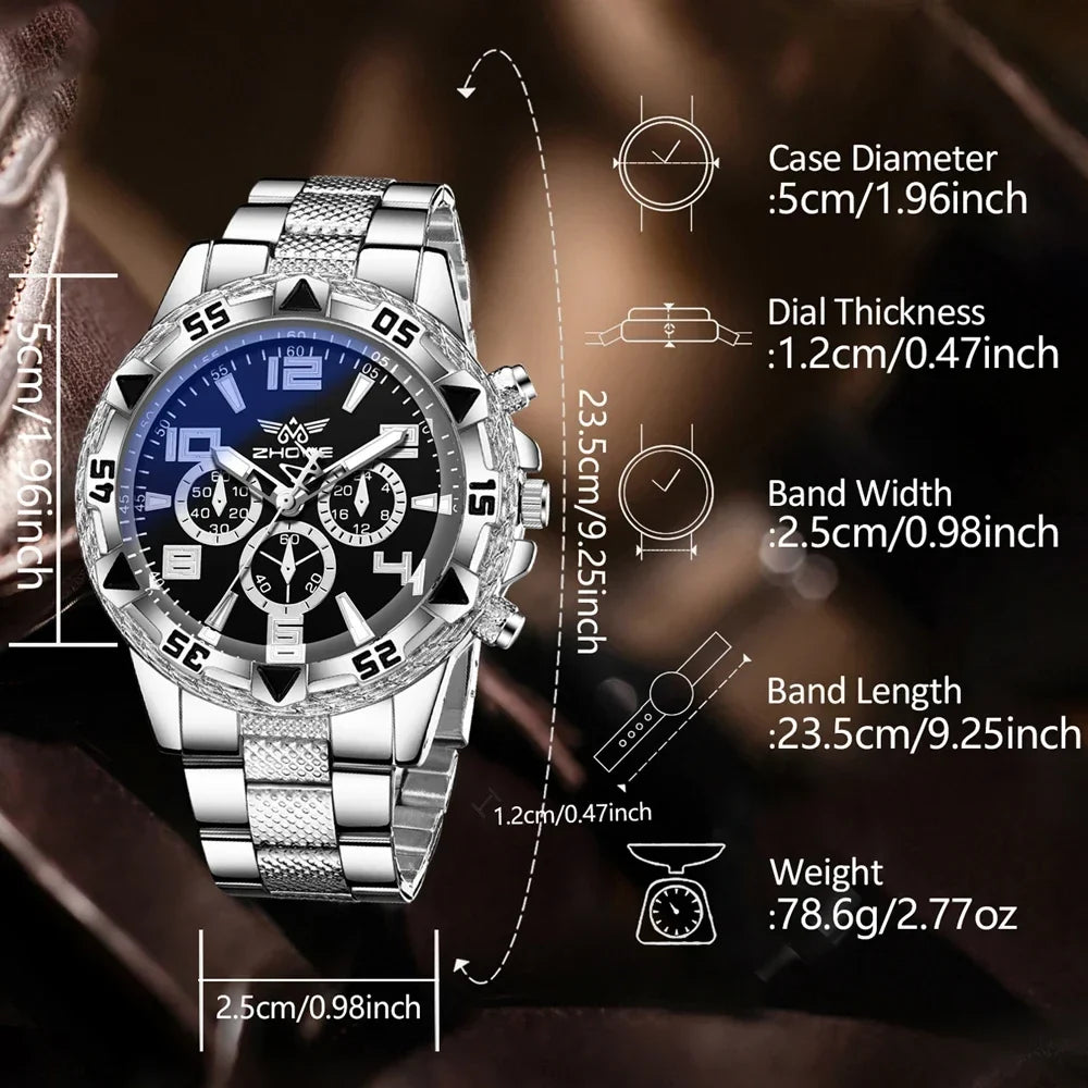 Silver Men's Quartz Watch – Business & Everyday Fashion Men's Quartz Watch Qme