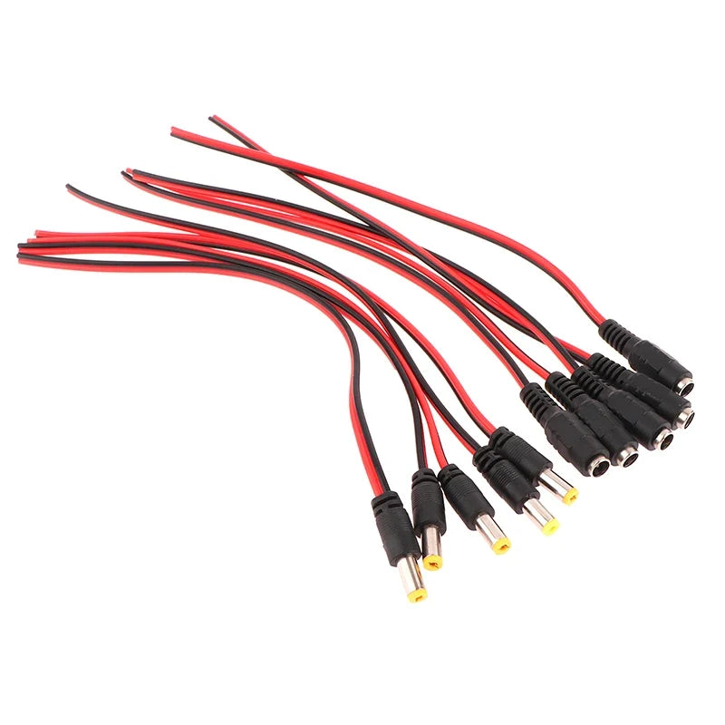 DC Power Male Female Cable 12V Connector for CCTV – 5 Pack DC Power Connector Qme