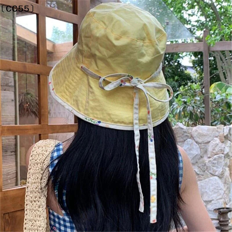 Women's Floral Double-Sided Bucket Hat – Wide Brim Sun Hat Bucket Hat Qst